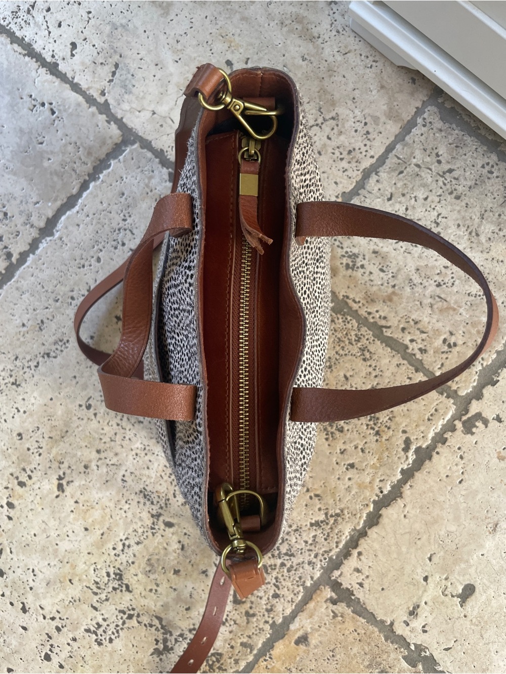 Madewell Speckled Calf Tote with Brown Leather Trim - Picture 9 of 14